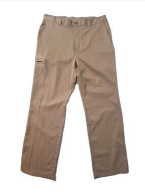 Share Under Armour Performance Tech Pants Mens 36x32 Beige Chino Golf Spellout